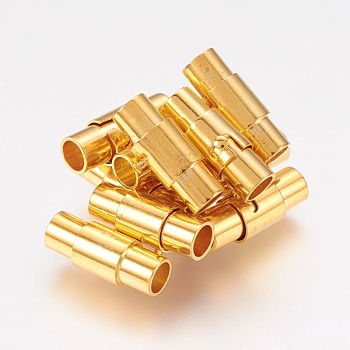 Brass Magnetic Screw Clasps, Column, Golden, 15x6mm, Hole: 4mm