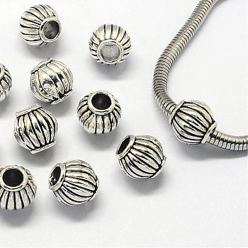Alloy European Beads, Large Hole Beads, Lantern, Antique Silver, 9.5x9.5mm, Hole: 4mm