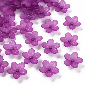 Frosted Acrylic Bead Caps, 5-Petal, Flower, Dark Orchid, 19.5x20x5.5mm, Hole: 1.6mm, about 740pcs/500g