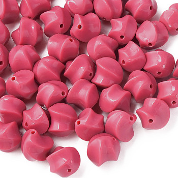 Opaque Acrylic Beads, Twist, Deep Pink, 14.5x14x14mm, Hole: 1.6mm, about 390pcs/500g