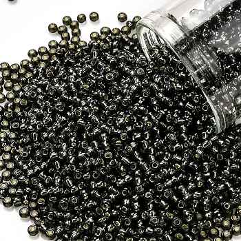 TOHO Round Seed Beads, Japanese Seed Beads, (29C) Silver Lined Dark Black Diamond, 11/0, 2.2mm, Hole: 0.8mm, about 1110pcs/bottle, 10g/bottle