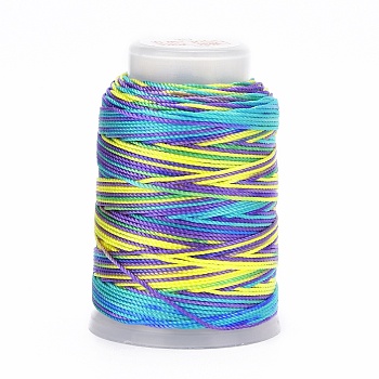 5 Rolls 12-Ply Segment Dyed Polyester Cords, Milan Cord, Round, Dodger Blue, 0.4mm, about 71.08 Yards(65m)/Roll