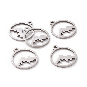 201 Stainless Steel Laser Cut Pendants, Mountain, Stainless Steel Color, 17x14.5x1mm, Hole: 1.5mm