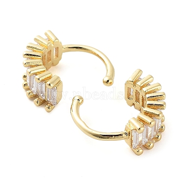 Brass Micro Pave Cubic Zirconia Cuff Earrings for Women(EJEW-D088-06G)-2