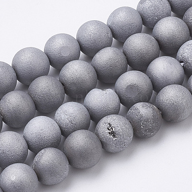 8mm Silver Round Natural Agate Beads