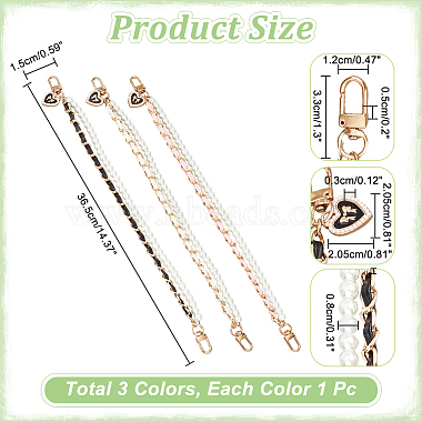 wadorn 3шт. 3 цвета искусственная кожа и АБС-пластик двухрядные ручки для сумок с имитацией жемчуга(FIND-WR0008-09)-2