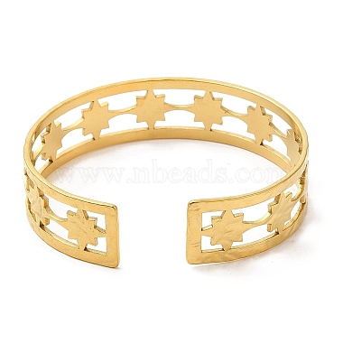 placage ionique (ip) 304 bracelets à manchette ouverte en acier inoxydable(BJEW-L682-026G)-2