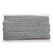 Polyester Glitter Lace Trim, for Curtain, Home Textile Decor, Silver, 1/2 inch(14mm)(OCOR-K007-07B)
