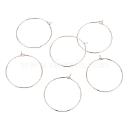 Ion Plating(IP) 316L Surgical Stainless Steel Hoop Earring Findings, Wine Glass Charms Findings, Rose Gold, 30x0.7mm, 21 Gauge(STAS-G130-03RG-30MM)