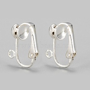 Iron Clip-on Earring Findings, for non-pierced ears, Silver Color Plated, about 13.5mm wide, 15.5mm long, 7mm thick, hole: about 1.2mm(EC141-S)