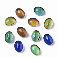 Translucent Glass Cabochons, Changing Color Mood Cabochons, Flat Oval, Black, 8x6x4.5mm(X-GLAA-T023-02A)