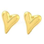 304 Stainless Steel Stud Earrings, Heart, Real 14K Gold Plated, 14x12mm(EJEW-M233-18G)