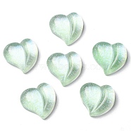 Translucent Resin Cabochons, Glitter Heart, Light Green, 15.5x16x6.5mm(RESI-B016-03D)