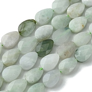 Natural Myanmar Jadeite Beads Strands, Faceted, Teardrop, 12~12.5x8~8.5x4.5~5mm, Hole: 0.7mm, about 37pcs/strand, 16.57''(42.1cm)(G-A092-B01-01)