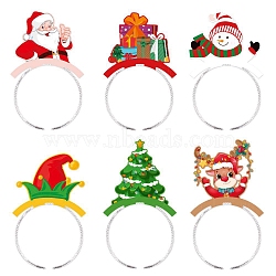 6Pcs Christmas Paper Hairband, for Party Decorations, Christmas Tree Santa Claus Snowman Deer, Mixed Color, 120x130mm(PW-WGE20A5-01)