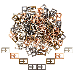 100Pcs 4 Colors Mini Alloy Center Bar Buckles Sets, For Doll Webbing, Strapping Bags, Garment Accessories, Rectangle, Mixed Color, 11.5x7.5x1mm, 25pcs/color(FIND-NB0004-04)