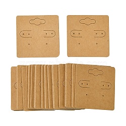 Kraft Paper Earring Display Cards with Hanging Hole, Square, Peru, 5x5x0.02cm(EDIS-YW0001-04)