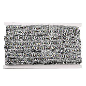 Polyester Glitter Lace Trim, for Curtain, Home Textile Decor, Silver, 1/2 inch(14mm)