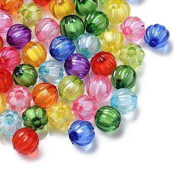 Transparent Acrylic Beads, Bead in Bead, Round, Pumpkin, Mixed Color, 8mm, Hole: 2mm, about 2150pcs/500g