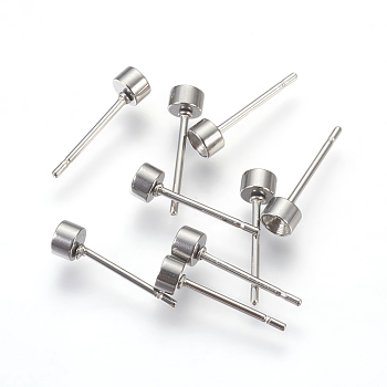 304 Stainless Steel Post Stud Earring Settings, for Pointed Back Xilion Rivoli Rhinestone, Stainless Steel Color, Fit For: 2.5mm Rhinestone, 13x3.5mm, pin: 0.7mm