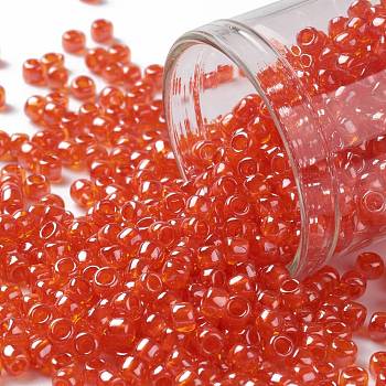 TOHO Round Seed Beads, Japanese Seed Beads, (958) Inside Color Hyacinth/Siam Lined, 8/0, 3mm, Hole: 1mm, about 10000pcs/pound