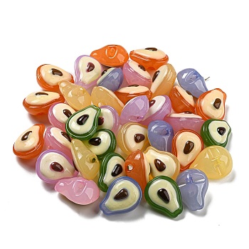 Acrylic Jelly Effect Beads, Avocado, Mixed Color, 26x20x15mm, Hole: 3mm