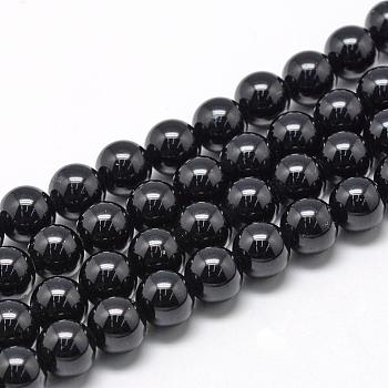 Natural Black Tourmaline Beads Strands, Round, 10mm, Hole: 1mm, about 40pcs/strand, 15.7 inch