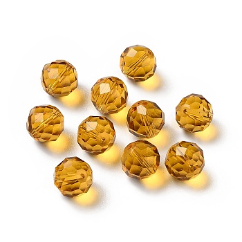Glass Imitation Austrian Crystal Beads, Faceted, Round, Orange, 10mm, Hole: 1mm