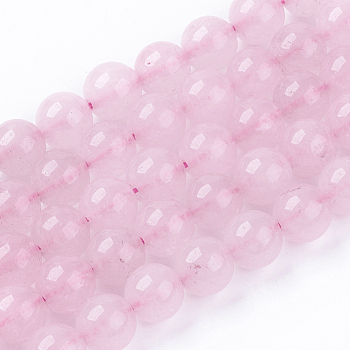 Natural Jade Bead Strands, Dyed, Round, Pink, 8mm, Hole: 1mm, about 48pcs/strand, 14.9 inch