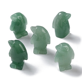 Natural Green Aventurine Carved Healing Penguin Figurines, Reiki Energy Stone Display Decorations, 12.5~13x18~18.5x26.5~27mm