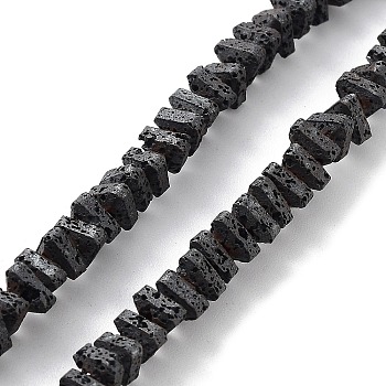 Natural Lava Rock Beads Strands, Frosted, Triangle, 4.5x5x3mm, Hole: 1mm, about 148pcs/strand, 15.75''(40cm)