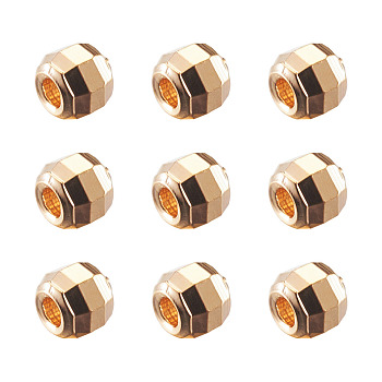 Brass Spacer Beads, Faceted Round, Nickel Free, Real 18K Gold Plated, 3x2.5mm, Hole: 1mm