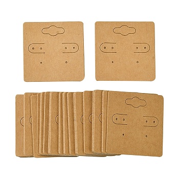 Kraft Paper Earring Display Cards with Hanging Hole, Square, Peru, 5x5x0.02cm