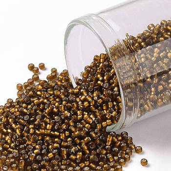 TOHO Round Seed Beads, Japanese Seed Beads, (34F) Silver Lined Frost Smoky Topaz, 15/0, 1.5mm, Hole: 0.7mm, about 3000pcs/10g