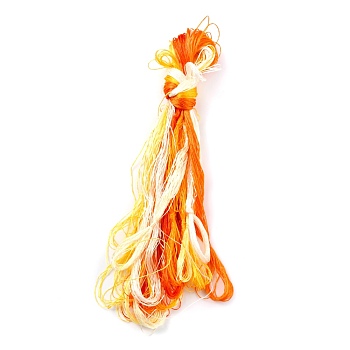 Real Silk Embroidery Threads, Friendship Bracelets String, 8 Colors, Gradient color, Dark Orange, 1mm, 20m/bundle, 8 bundles/set