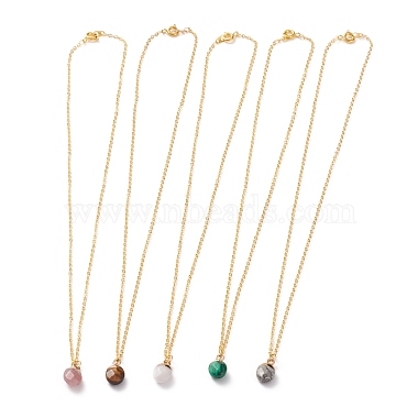 Natural & Synthetic Gemstone Pendant Necklaces(NJEW-JN03228)-2