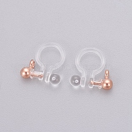 Transparent U Type Painless Prevent Allergy Resin Ear Clip, with Stainless Steel Findings, Rose Gold, 11x10.5x3mm, Hole: 1.4mm(KY-L005-05RG)