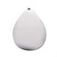 304 Stainless Steel Pendants, Stamping Blank Tag, Teardrop, Stainless Steel Color, 22x17x1mm, Hole: 1.2mm(STAS-F254-22A-P)