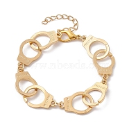 Alloy Handcuff with Freedom Link Chain Necklaces for Men Women, Light Gold, 7-5/8 inch(19.5cm)(BJEW-JB10128-02)