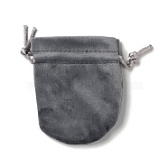 Velvet Storage Bags, Drawstring Pouches Packaging Bag, Oval, Gray, 9x7cm(ABAG-H112-01A-01)