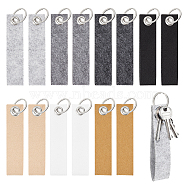 21 Sets 7 Colors Felt Tab Blank Keychain, with Iron Findings, Writeable Lanyard DIY Car Bag Decoration, Mixed Color, 12.8~13x2.9~3cm, 3 sets/color(KEYC-GA0001-35)