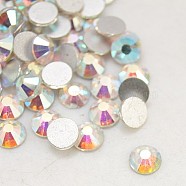 Glass Flat Back Rhinestone, Grade A, Back Plated, Faceted, Half Round, Crystal AB, SS4, 1.5~1.6mm, 1440pcs/bag(RGLA-C002-SS4-101)