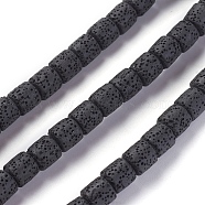 Natural Lava Rock Beads Strands, Dyed, Column, Black, 8~8.5x8~8.5mm, Hole: 2mm, about 46 pcs/Strand, 15.35 inch(39 cm)(G-F671-04A-11)
