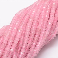 Dyed Natural Malaysia Jade Rondelle Beads Strands, Faceted, Pearl Pink, 4x2~3mm, Hole: 1mm, about 115pcs/strand, 14 inch(X-G-E316-2x4mm-32)