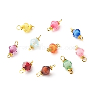 Transparent Acrylic Links Connectors, with Golden Alloy Daisy Spacer Beads and Brass Eye Pins, Bicone, Mixed Color, 18x8mm, Hole: 1.5mm and 2.5mm(PALLOY-JF00870)