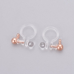 Transparent U Type Painless Prevent Allergy Resin Ear Clip, with Stainless Steel Findings, Rose Gold, 11x10.5x3mm, Hole: 1.4mm(KY-L005-05RG)