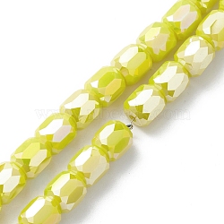 Electroplate Glass Beads Strands, AB Color Plated, Faceted, Barrel, Yellow, 8~8.5x8mm, Hole: 1.5mm, about 80pcs/strand, 26.30''(66.8cm)(EGLA-K015-08A)