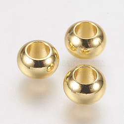 Brass Spacer Beads, Real 24K Gold Plated, Rondelle, 6x4mm, Hole: 3mm(KK-F730-04G)