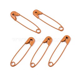Spray Painted Iron Safety Pins, Cadmium Free & Nickel Free & Lead Free, Chocolate, 30~31x7x2.5mm(IFIN-T017-02K-NR)