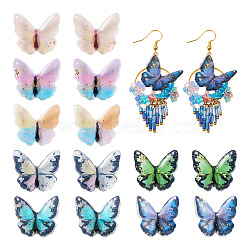 Pandahall 14Pcs 7 Colors Transparent Resin Pendants, Butterfly Charms, with Gold Foil, Mixed Color, 22x25mm, 2pcs/color(RESI-TA0001-94)